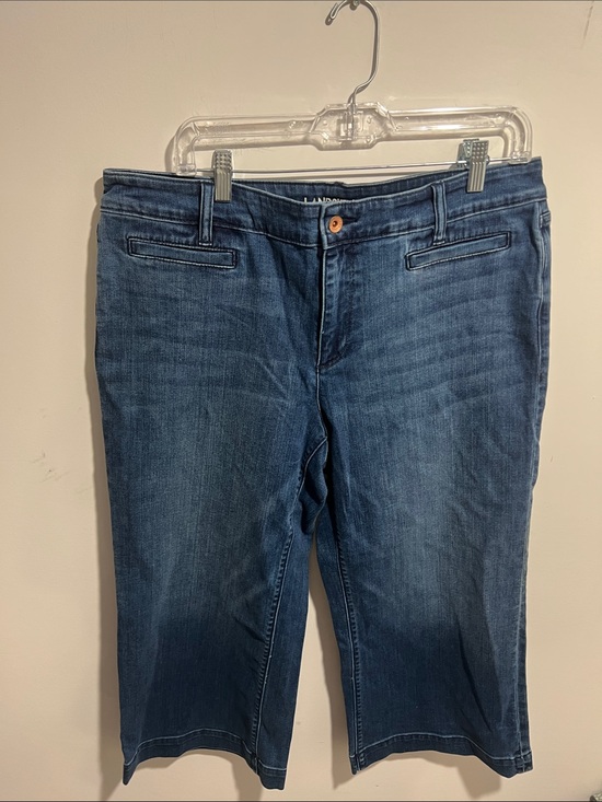 Lands' End Denim - Lands' End Dark Blue Wide Leg Cropped Jeans Size 16